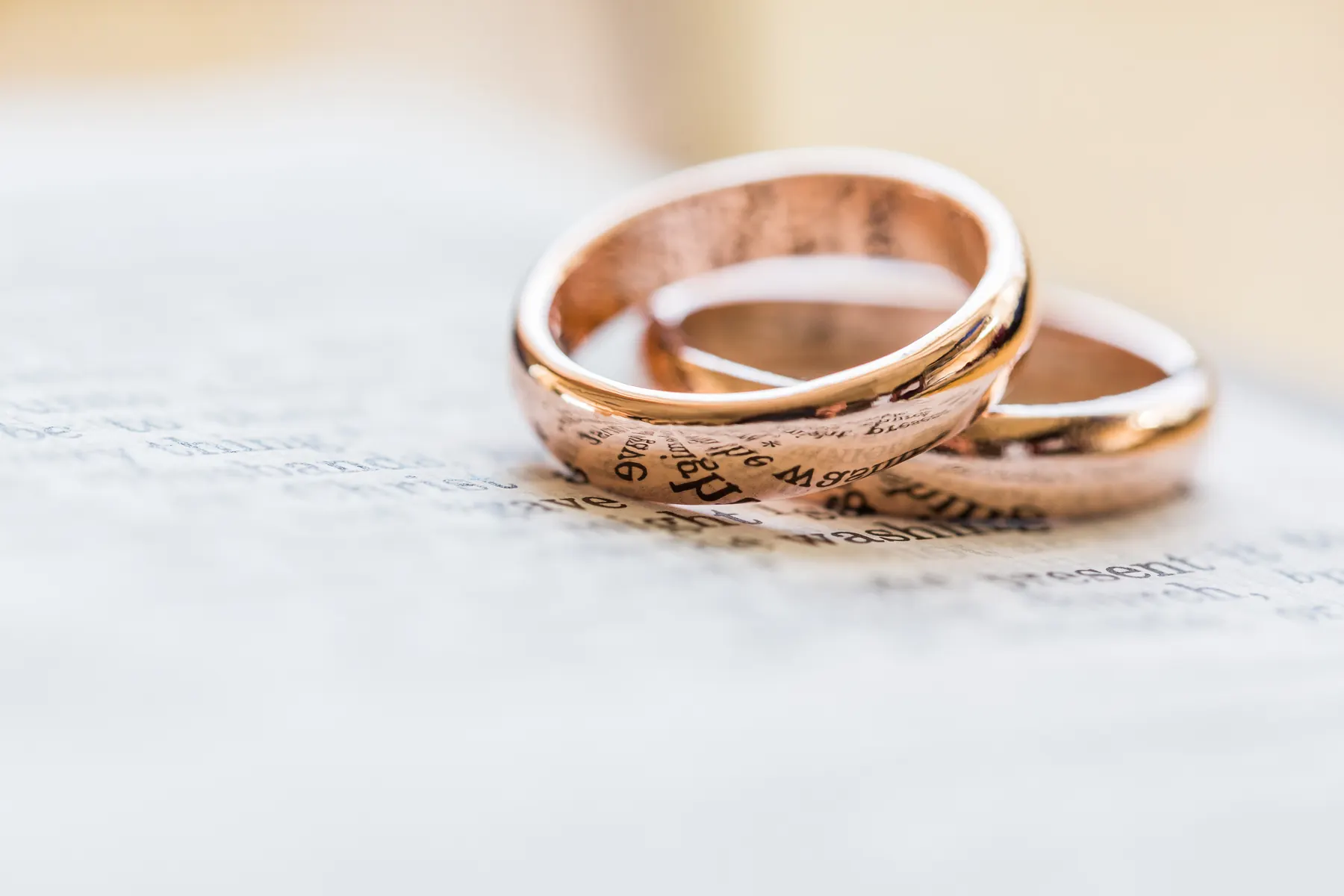 Wedding rings resting on a legal document