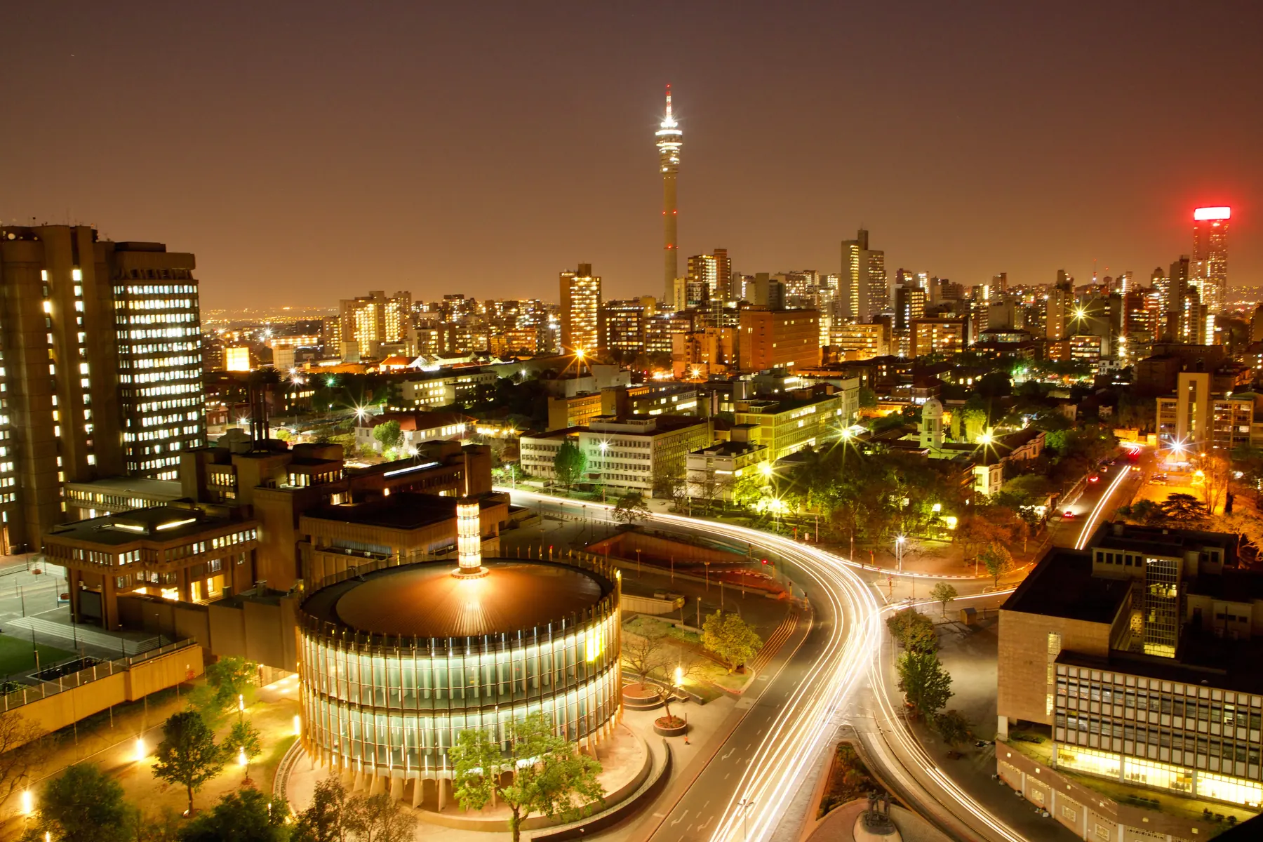 City skyline at night